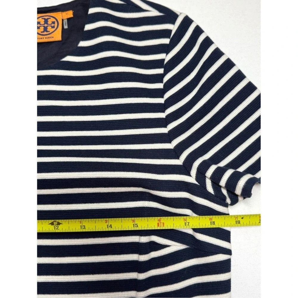 Tory Burch Navy‎ White Striped Button Detail Shift Dress XL